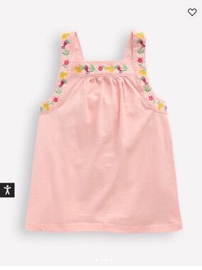Mini Boden Pink Embroidered Floral Tank Top